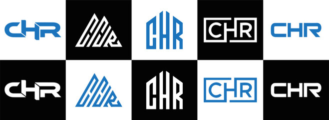 CHR logo. CHR set , C H R design. White CHR letter. CHR, C H R letter logo design. Initial letter CHR letter logo set, linked circle uppercase monogram logo. C H R letter logo vector design.	

