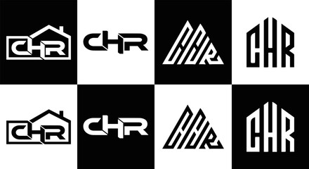 CHR logo. CHR set , C H R design. White CHR letter. CHR, C H R letter logo design. Initial letter CHR letter logo set, linked circle uppercase monogram logo. C H R letter logo vector design.	
