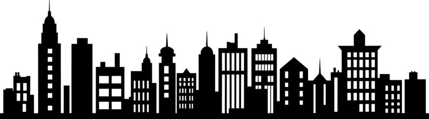 The silhouette of the city in a flat style. Modern urban landscape.vector illustration. AI generated illustration.
