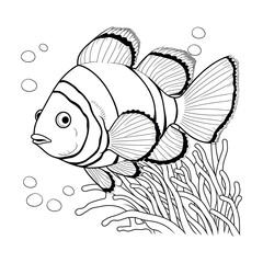 Clownfish illustration coloring page - coloring book for kids