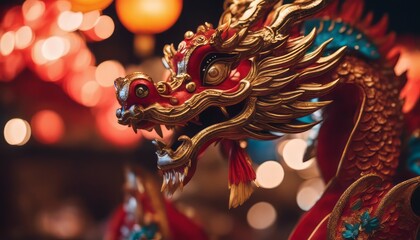 Fototapeta premium Chinese colorful dragon in the celebration of the Chinese New Year and lunar new year