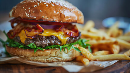 Delicious Burger Sandwich with Melting Cheese