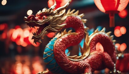 Obraz premium Chinese colorful dragon in the celebration of the Chinese New Year and lunar new year