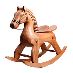 Wooden rocking horse isolated on white or transparent background