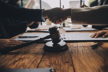 Good service cooperation, Consultation of Businesswoman and Male lawyer or judge counselor having...