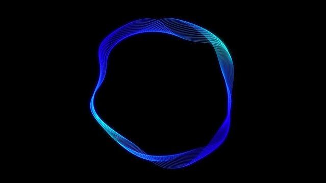 Abstract gradient motion video, coloured circle with swirl effect, logo movement, solid object on the black background, net design, waving design with four colours 4K.