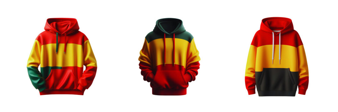 Collection Set of 3d mockup hoodie, isolated over on transparent white background