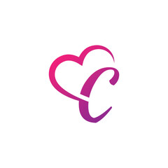 Fototapeta premium Heart shape letter C logo