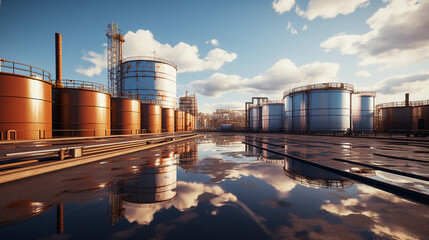 Oil Barrels Neatly Lined Up in an Industrial Facility with Steel Framing