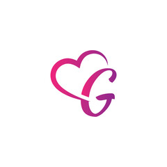 Heart shape letter G logo