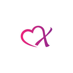 Heart shape letter X logo