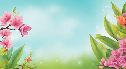 Spring background with flowers. AI