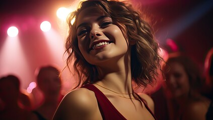 Fototapeta na wymiar Girl dancing in a dance club.