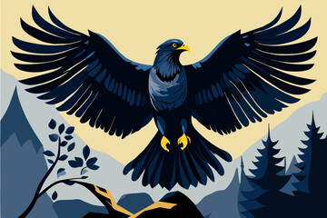 Regal eagle perched on a branch. vektor icon illustation