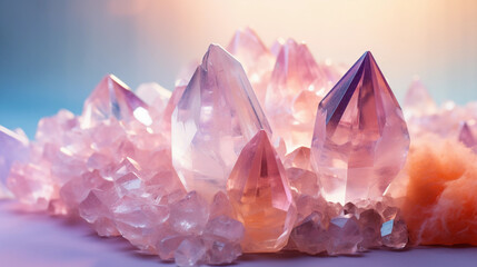 Quartz Crystals Embracing a Soft Pastel Aesthetic