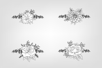 Set botanic blossom floral elements Decorative for Invitation