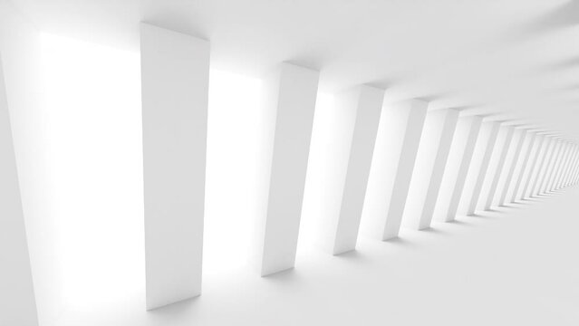 Futuristic white background with bright light. Seamless looping animation