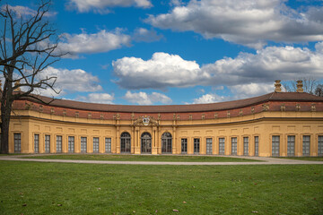 The Orangery building in the palace garden of Erlangen,Germany. Built in 1704-06 by Gottfried von Gedeler and used as a bitter orange house until 1755. In 1818 became the property of the FA University - 702905052