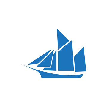 sailing boat ocean logo design vector image