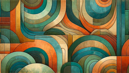 Modern Abstract Collage Wallpaper: Teal and Orange Textured Paper Art