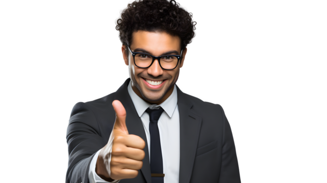 "Thumbs-Up Entrepreneurial Office Guy: Transparent PNG Illustration with Clear Background"






