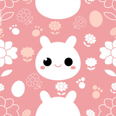 Happy cute sweet rabbit seamless wallpaper background vector