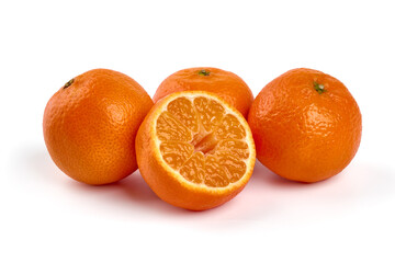 Ripe tangerines, isolated on a white background.