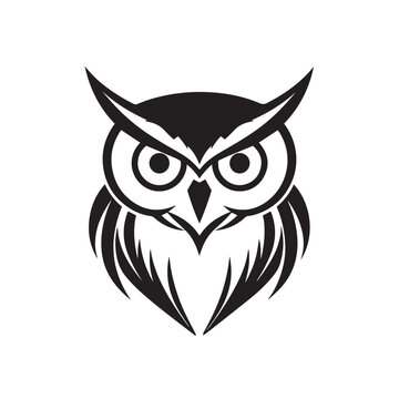 owl logo vector black. Concept wisdom symbol. knowledge sign.
