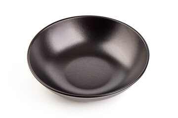 Ceramic black matte bowl, isolated on white background.