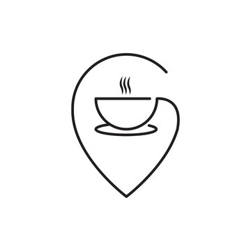 coffee cup line place logo design vector image