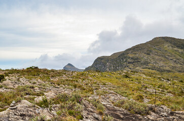 Mountains in the state of Minas Gerais in Brazil. This region is inland and is called Lapinha da Serra and is part of the mountain range called Espinhaco. This mountain range is made up of high peaks,