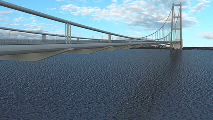 Representation of the Messina bridge, Italy, BIM, Project, 3d rendering, 3d illustration
- 702908895