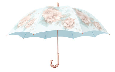Enchanting Pastel Colors Embrace a Floral-Patterned Umbrella Serenade Isolated on Transparent Background PNG.