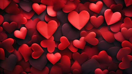 Valentine's Day Abstract Background with Red Hearts
