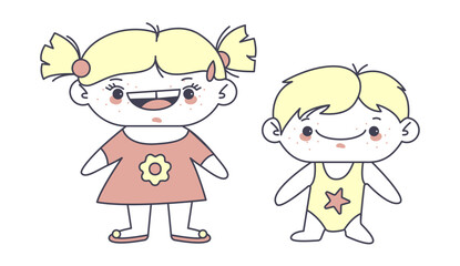 Kawaii girl and boy