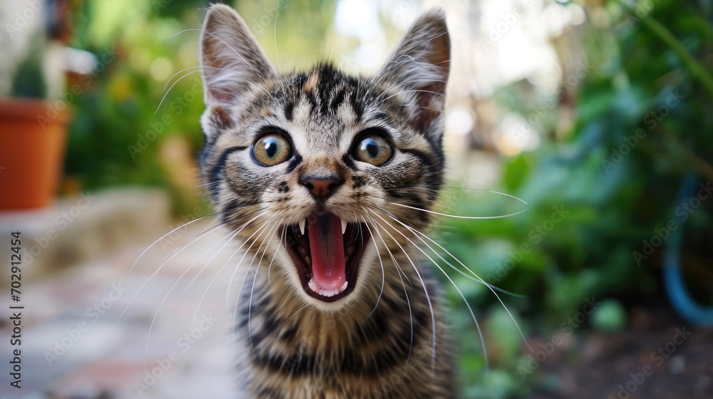 Poster a cat with it's mouth open and it's mouth wide open with it's mouth wide open.
