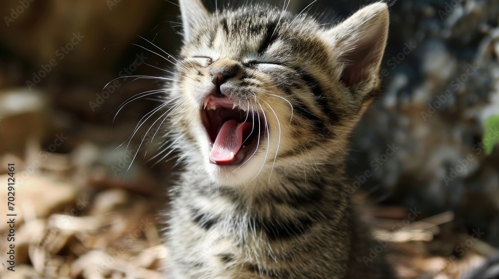 Poster a kitten with its mouth open and it's mouth wide open and it's mouth wide open with it's mouth wide 