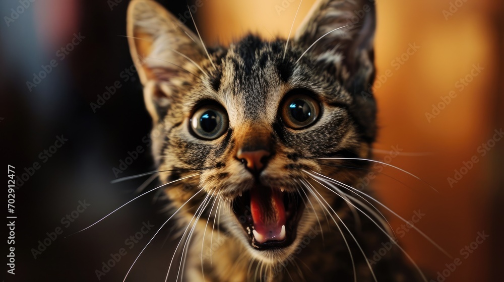 Poster a cat with it's mouth open and it's mouth wide open with it's mouth wide open.