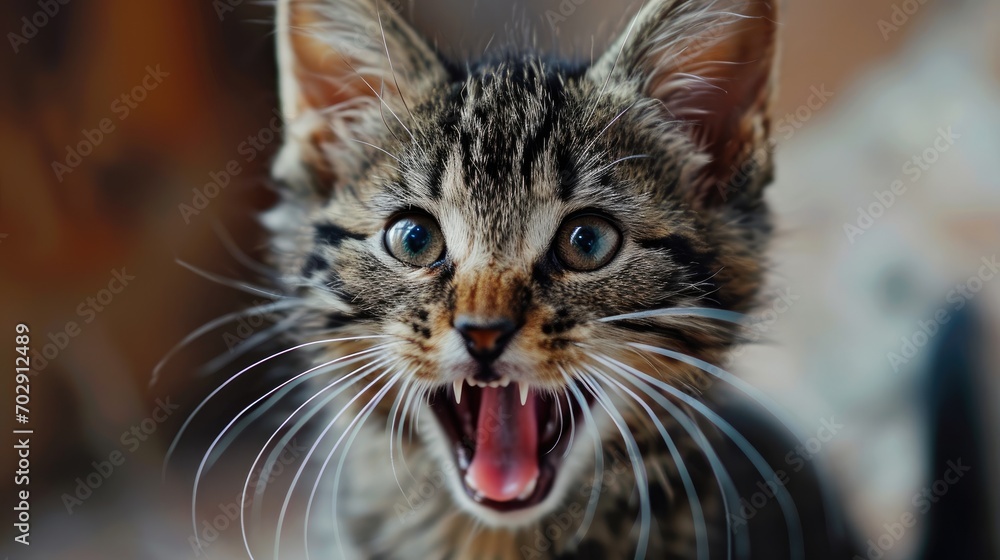 Poster a cat with it's mouth open and it's mouth wide open with it's mouth wide open.