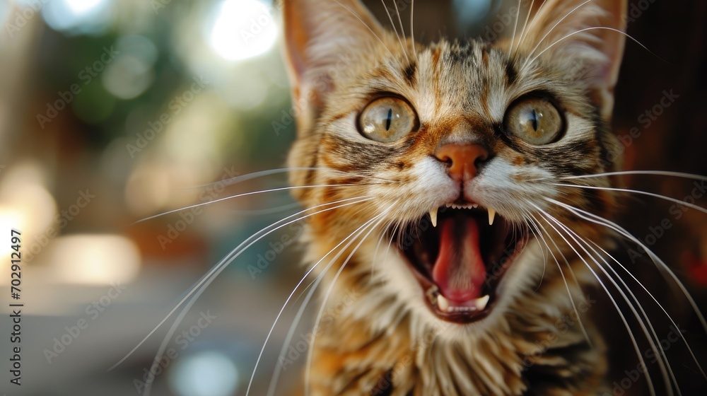 Poster a cat with it's mouth open and it's mouth wide open with it's mouth wide open.