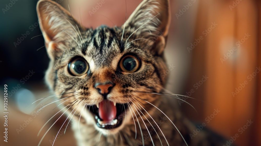 Poster a cat with it's mouth open and it's mouth wide open with it's mouth wide open.