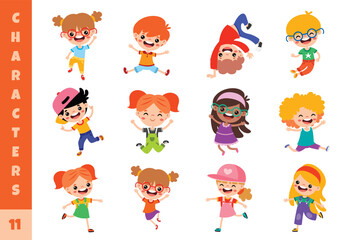 Cartoon Children Doing Different Activities
