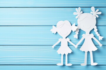 Two Paper Cutout Girls Holding Hands