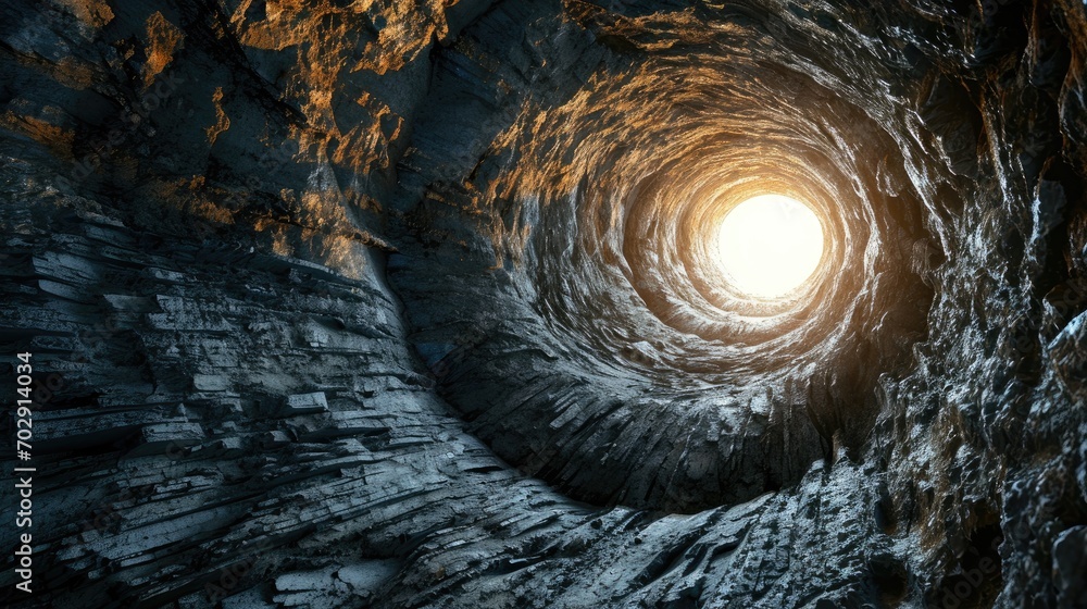 Poster the light at the end of the tunnel shines brightly from the center of the tunnel the light at the en