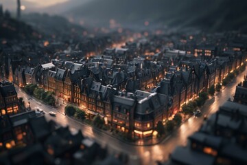 view of the city at night - black wallpaper Tilt-shift photography