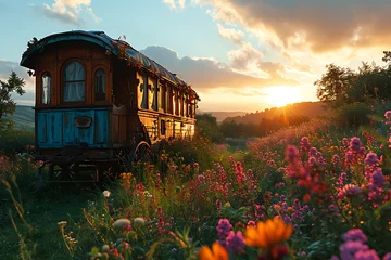 Poster Whimsical Gypsy Caravan: Enchanting Evening Retreat © Udari
