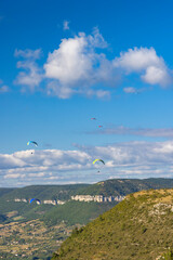 Panoramic view of Millau city in Aveyron, France