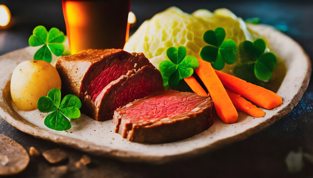 irland, essen, Corned, Beef, Cabbage, close up, st, patricks, day, tradition, Gericht, Anlasser, board, foodie, möhren, kartoffeln, 