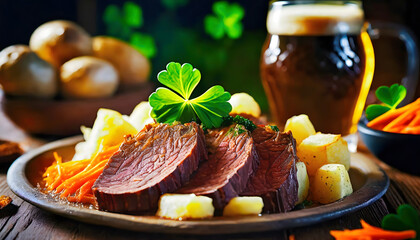 irland, essen, Corned, Beef, Cabbage, close up, st, patricks, day, tradition, Gericht, Anlasser, board, foodie, möhren, kartoffeln, 