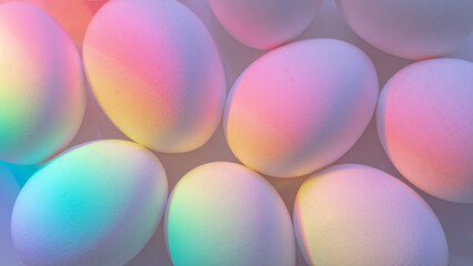 Colorful Easter eggs. Top view. Flat Lay